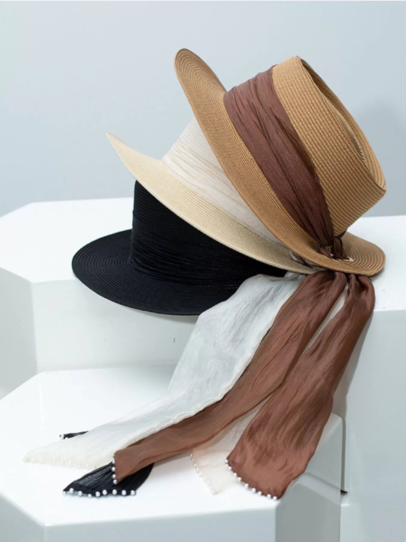 Ribbon Accent Straw Sun Hat