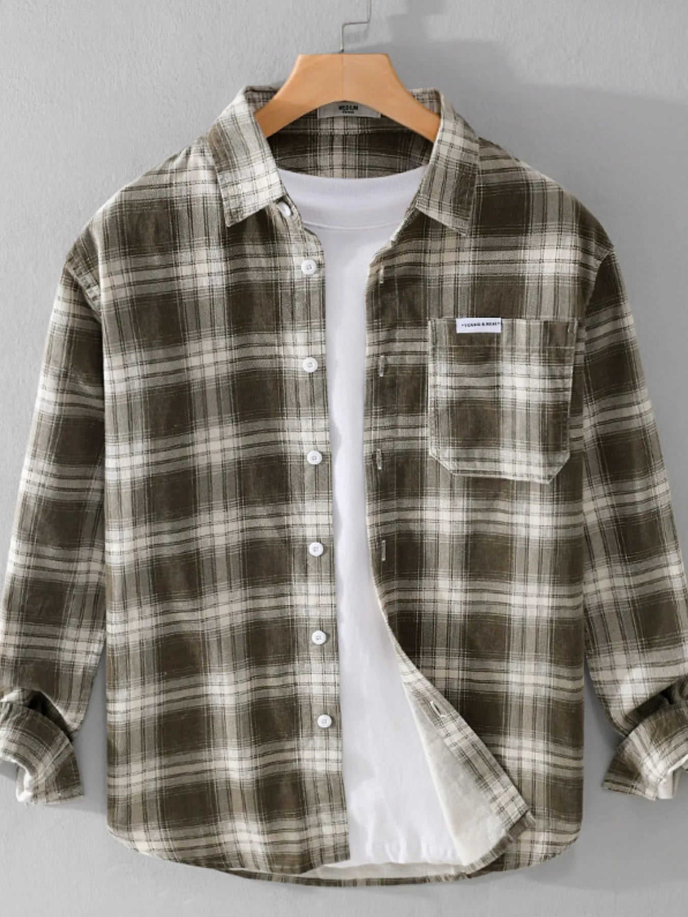 Men's Plus Size Plaid Button Up Long Sleeve Shirt