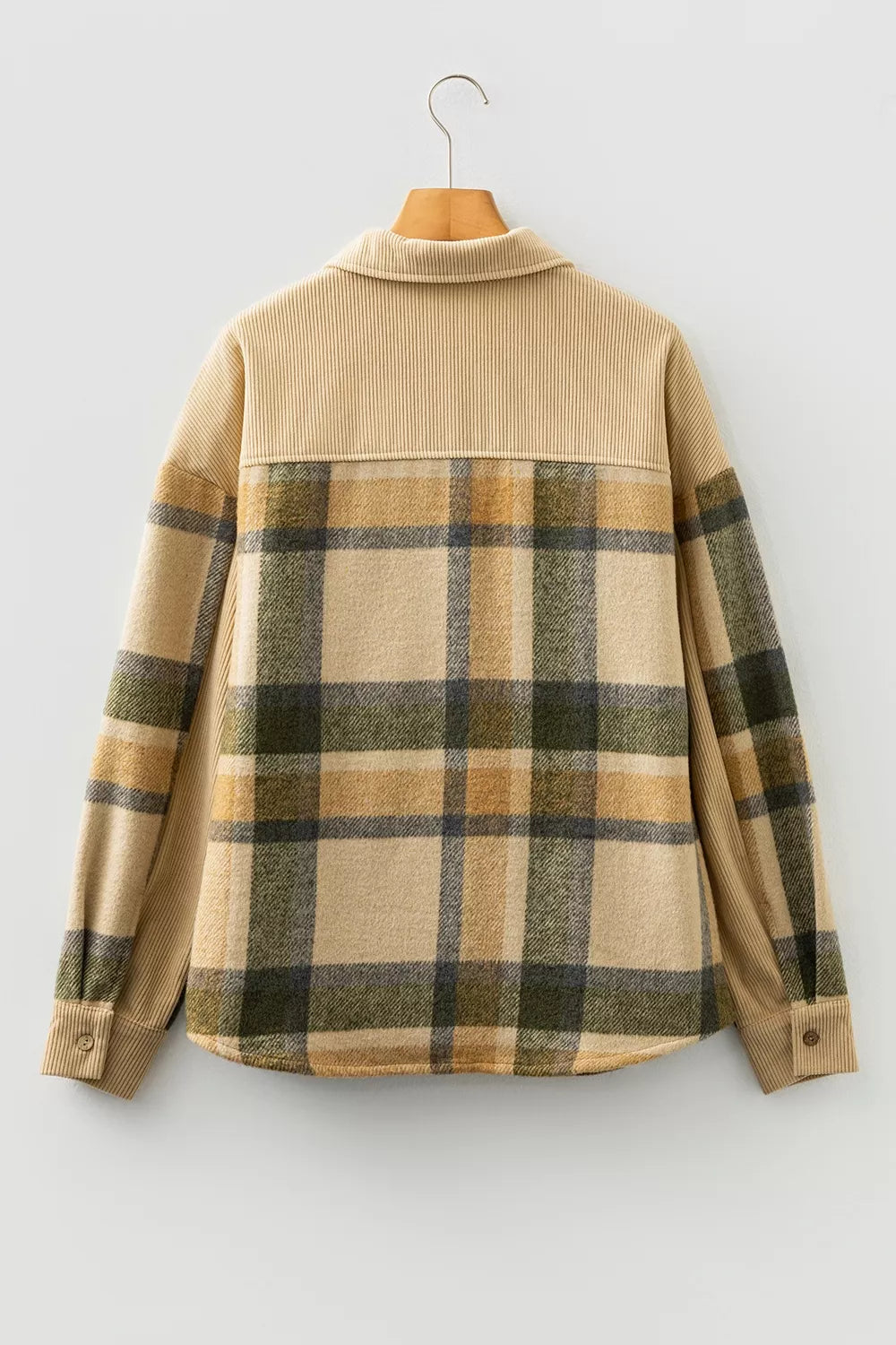 Retro Plaid Corduroy Patchwork Shacket