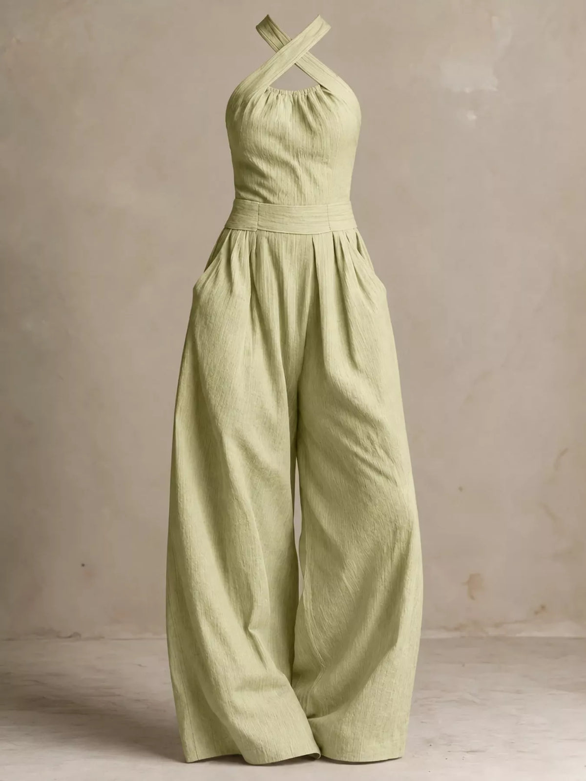 Full Size Halter Neck Wide-Leg Jumpsuit Plus Size
