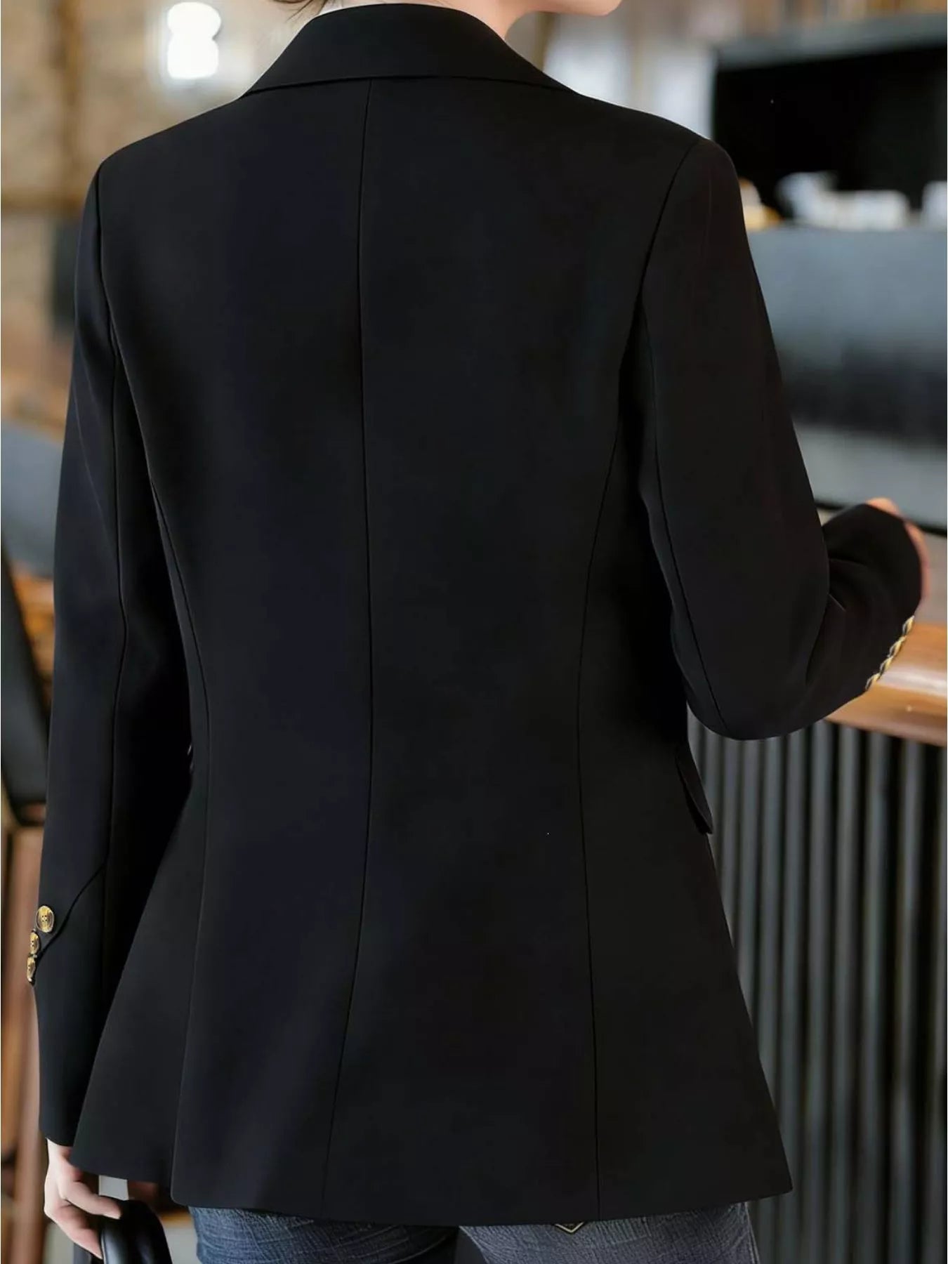 Full Size One Button Lapel Collar Blazer Plus Size