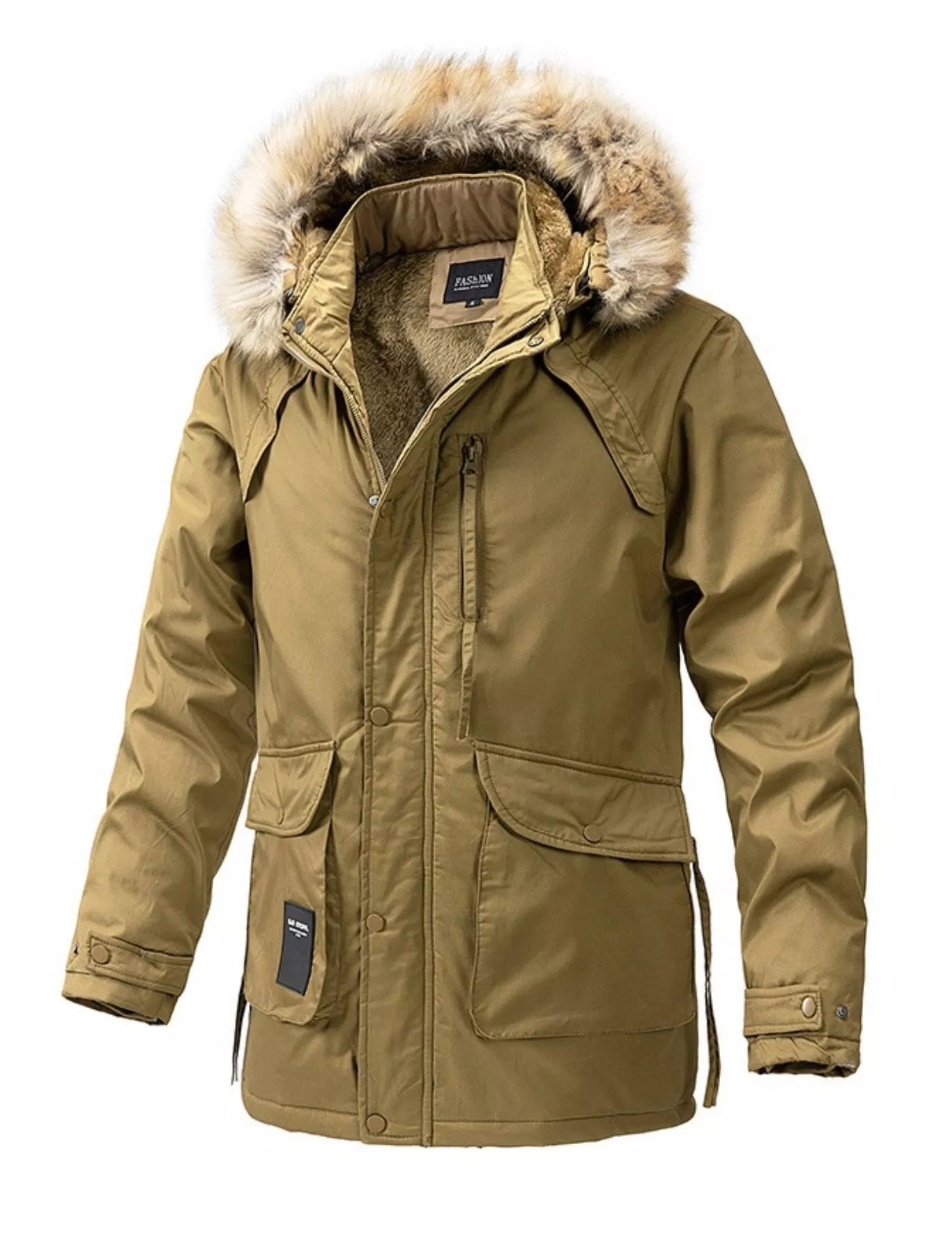 Men's Plus Size Fur Hooded Winter Parka Coat