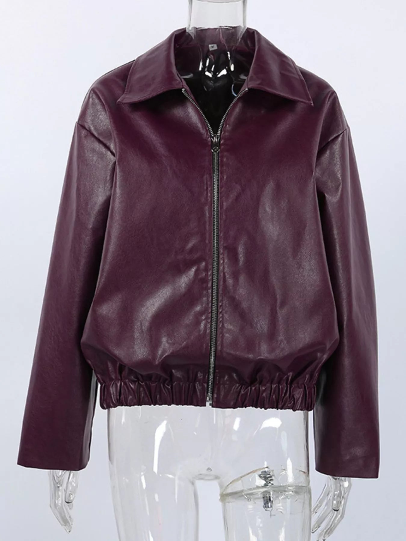 Faux Leather Zip Up Jacket