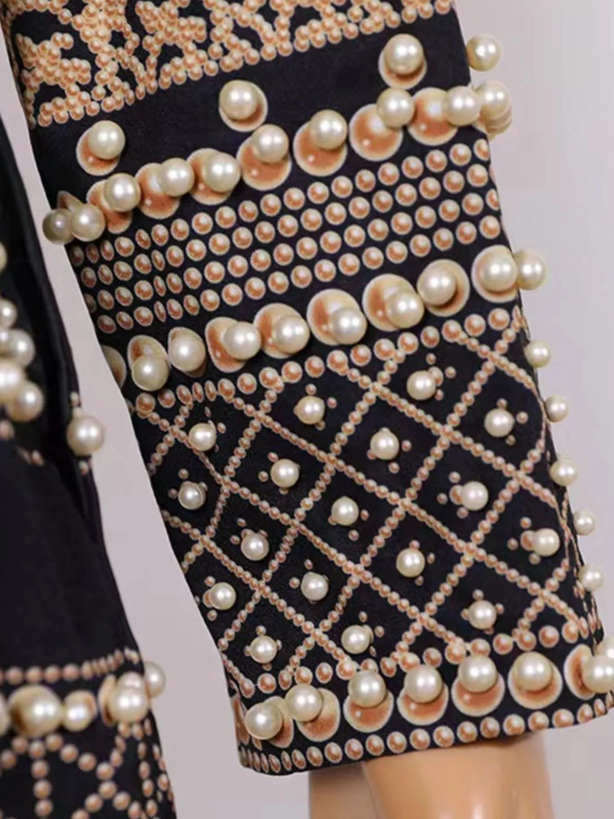 Full Size Embellished Pearl One-Button Blazer Plus Size