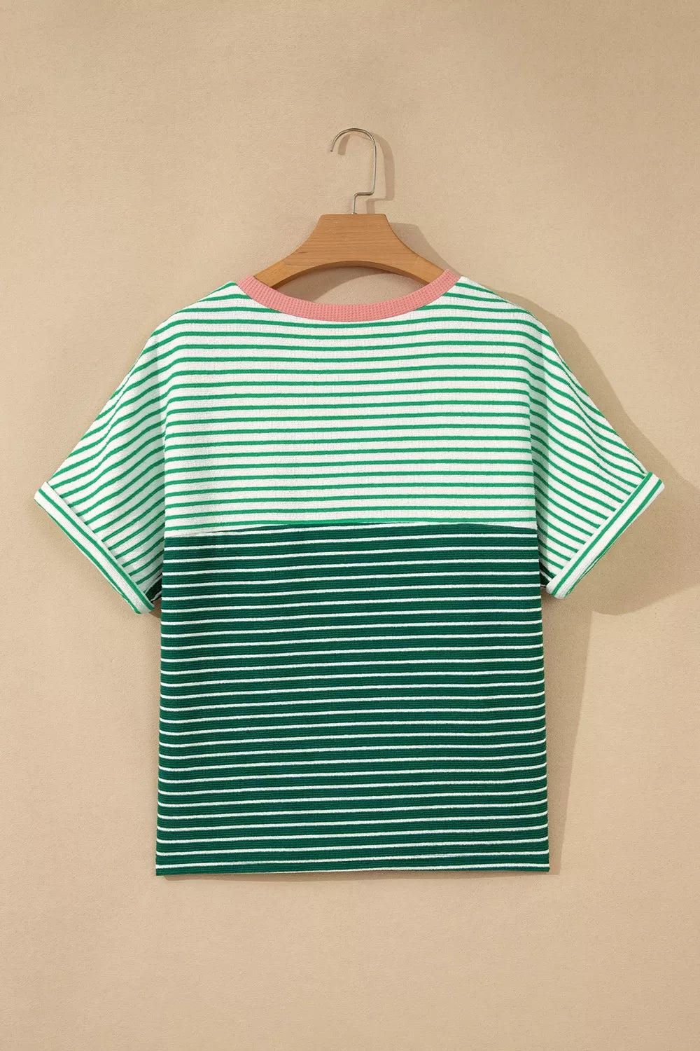 Stripe Contrast Print Color Block Detail Relaxed Tee