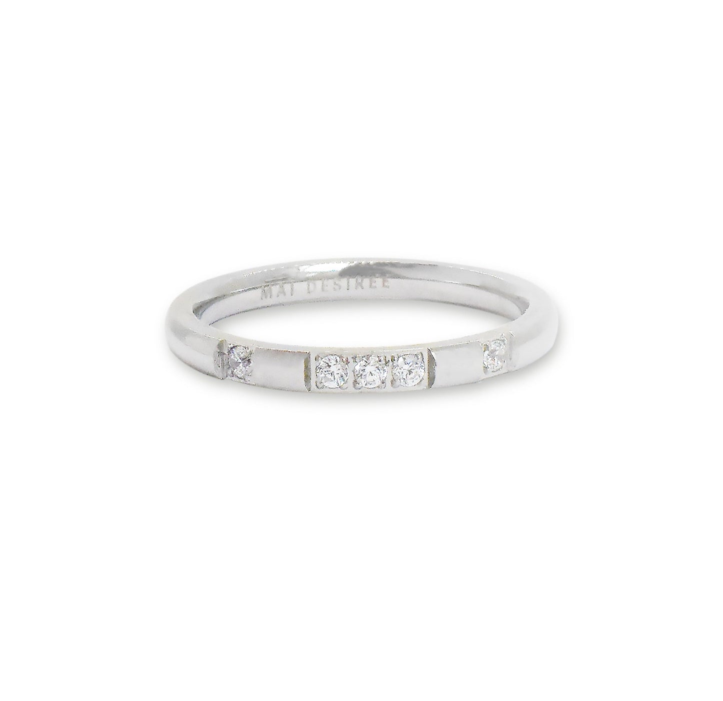 VEDA DAINTY SILVER CZ DIAMOND STACKABLE RING