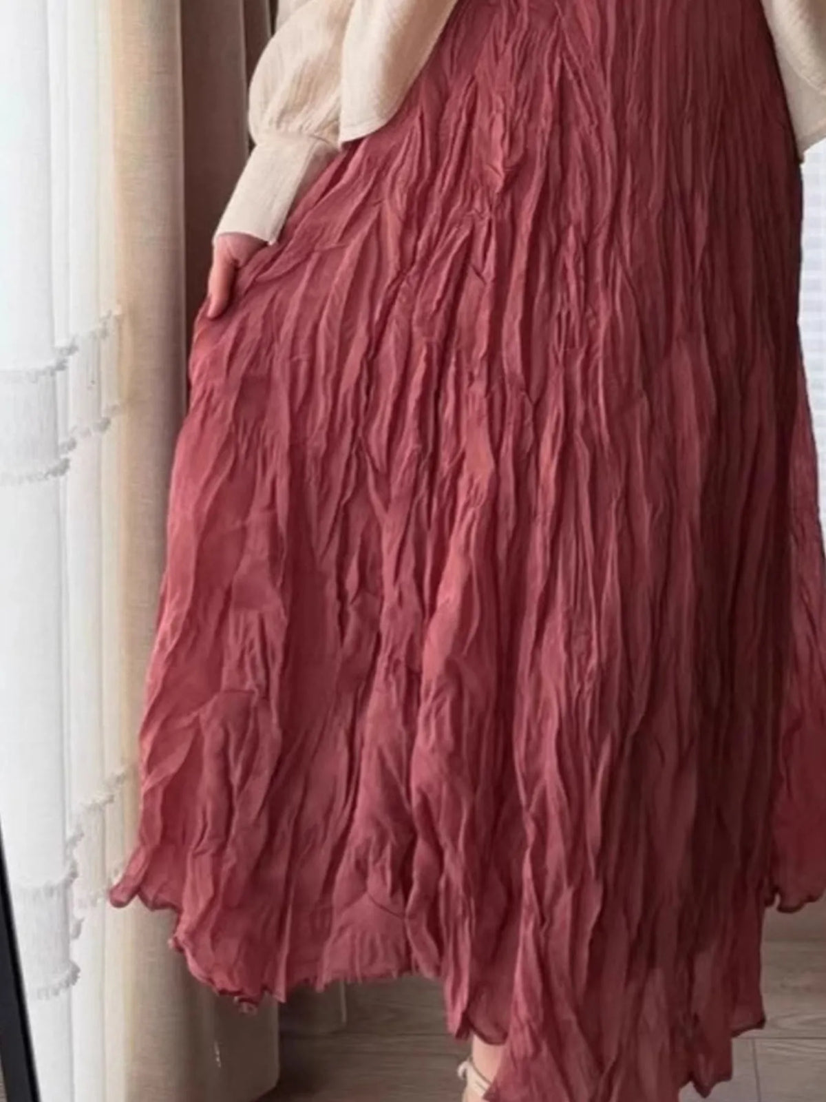 Ruched Elastic Waist Skirt
