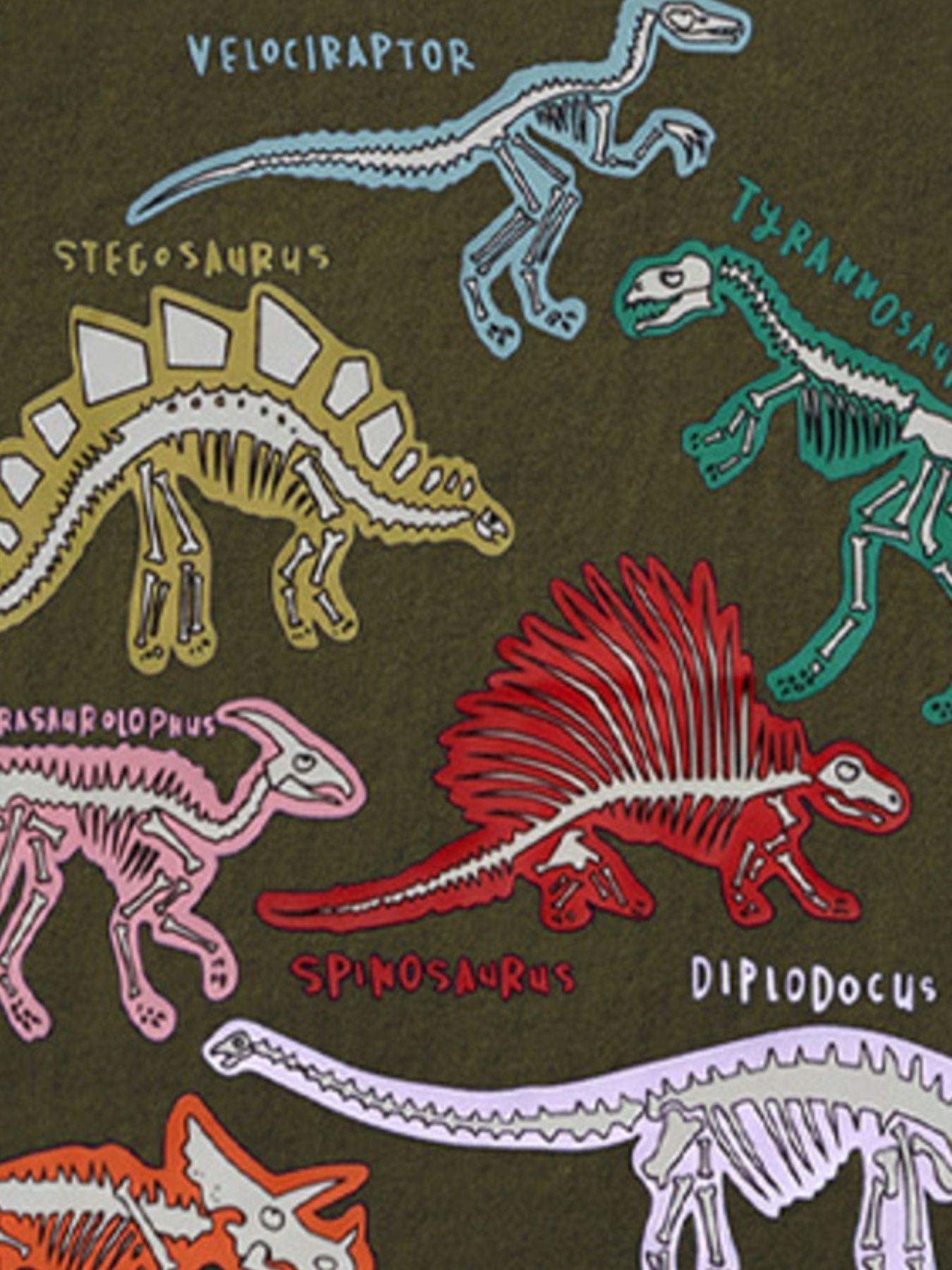 Children's Dinosaur Skeleton Print Short Sleeve T-Shirt