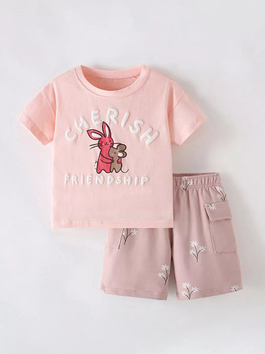 Children's Cherish Friendship Graphic Tee and Shorts Set