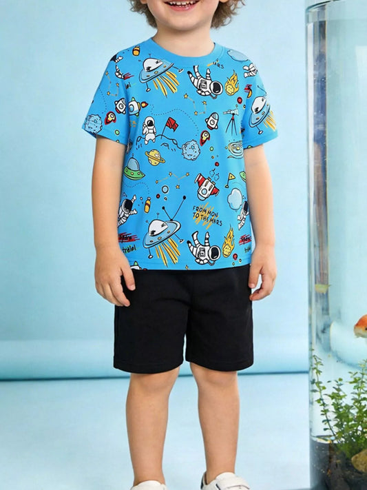 Children's Astronaut Print Tee & Shorts Set