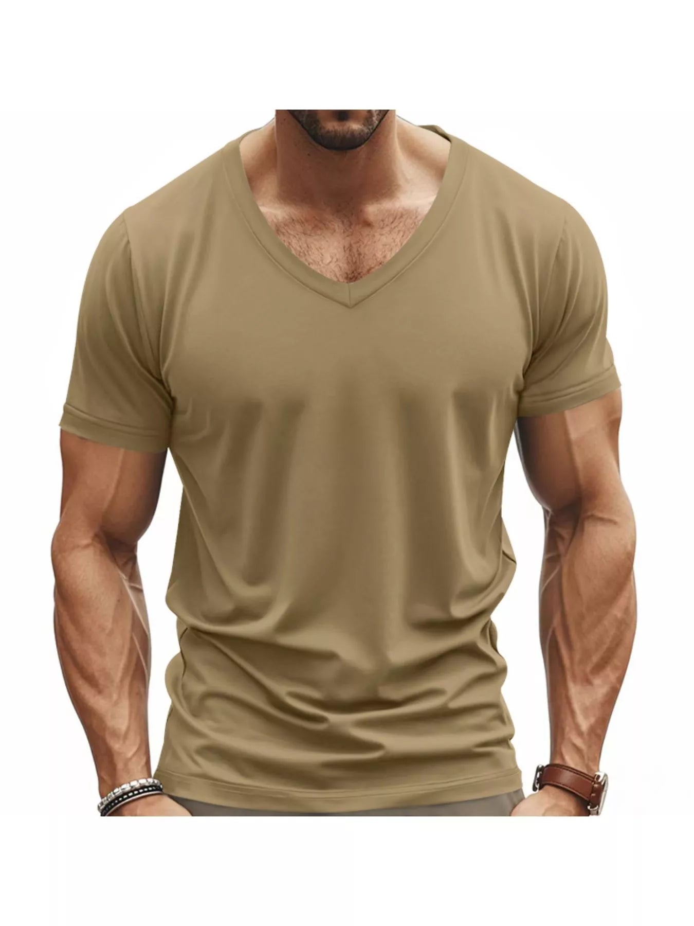Men's Full Size Slim Fit V-Neck Basic T-Shirt Plus Size