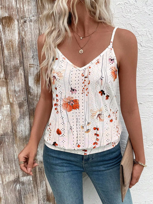 Floral Print V-Neck Casual Cami