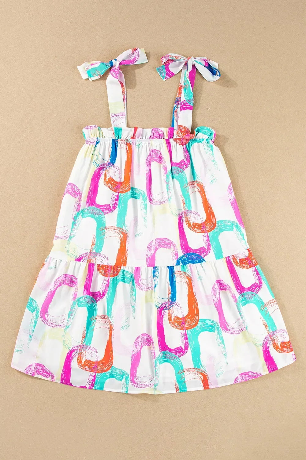 Tied Printed Sleeveless Mini Dress
