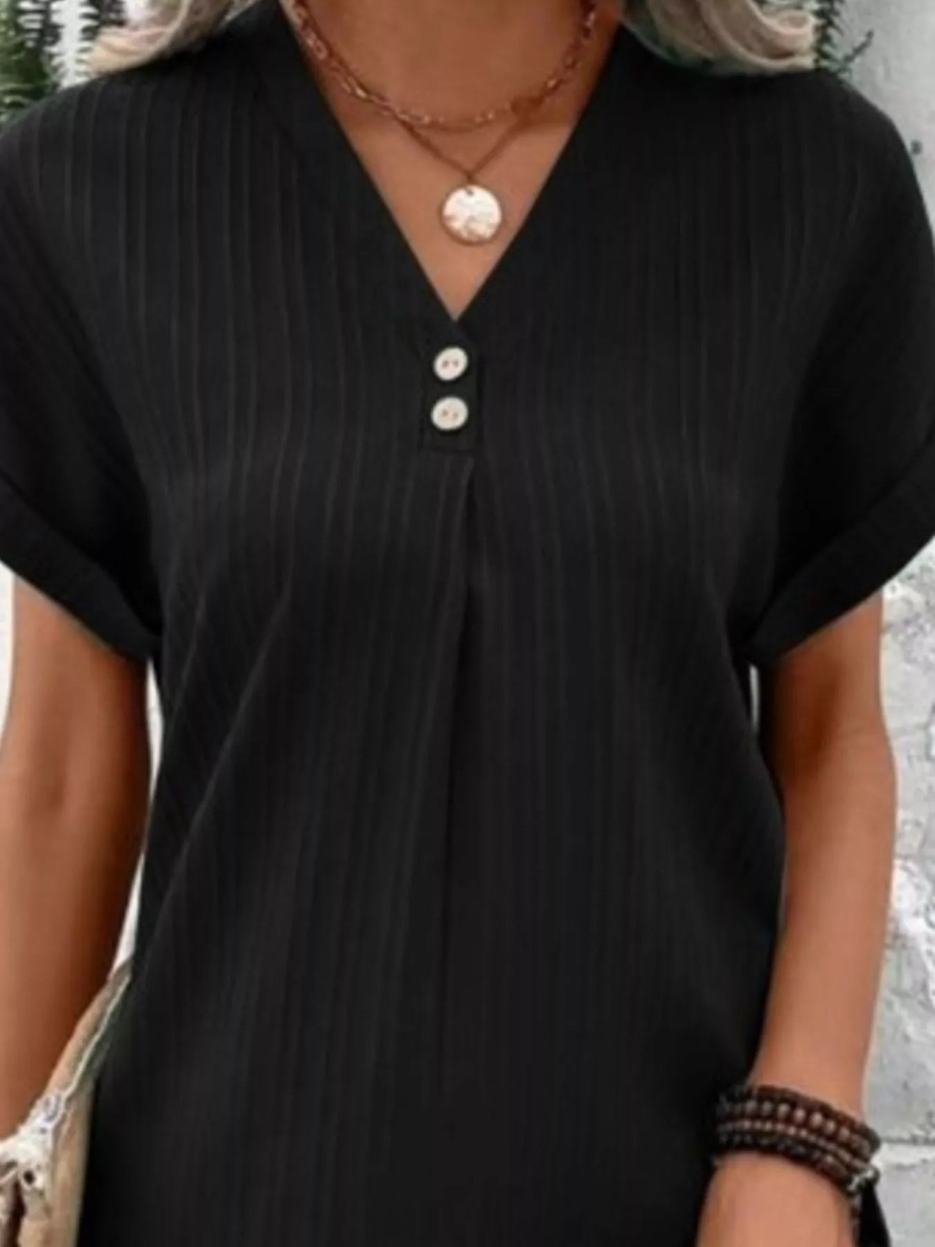 Full Size Casual V-Neck Short Sleeve Dress Plus Size