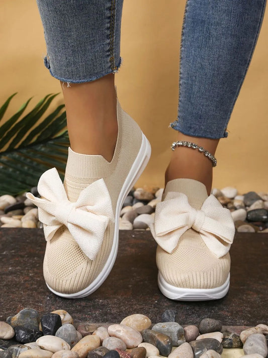 Bow-Tie Knit Slip-On Sneakers