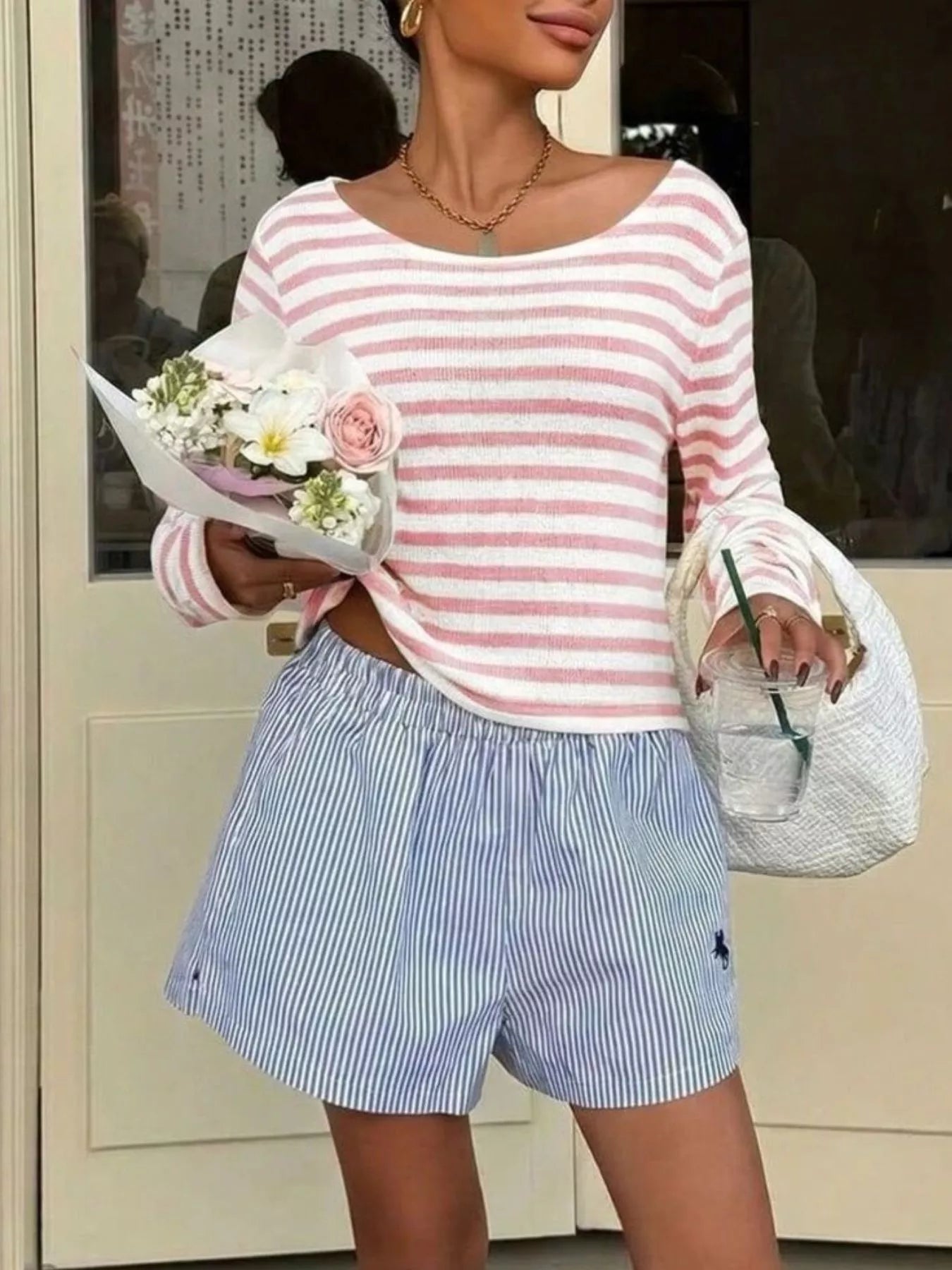 Striped Boat Neck T-Shirt