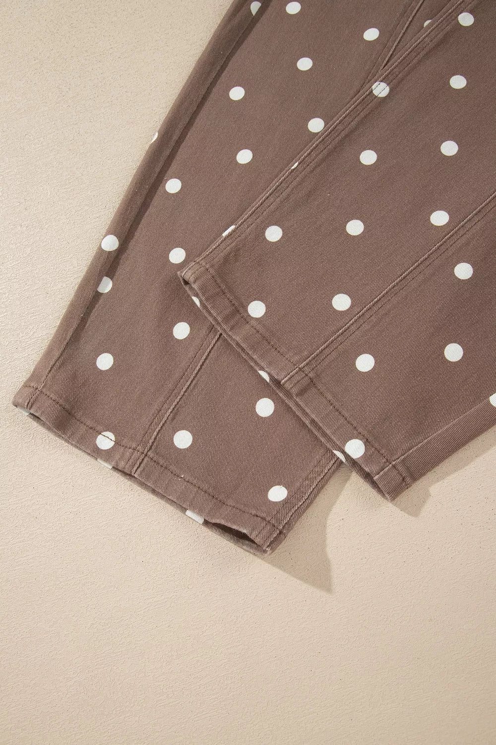 Tailored Seam Polka Dot Print Barrel Casual Jeans