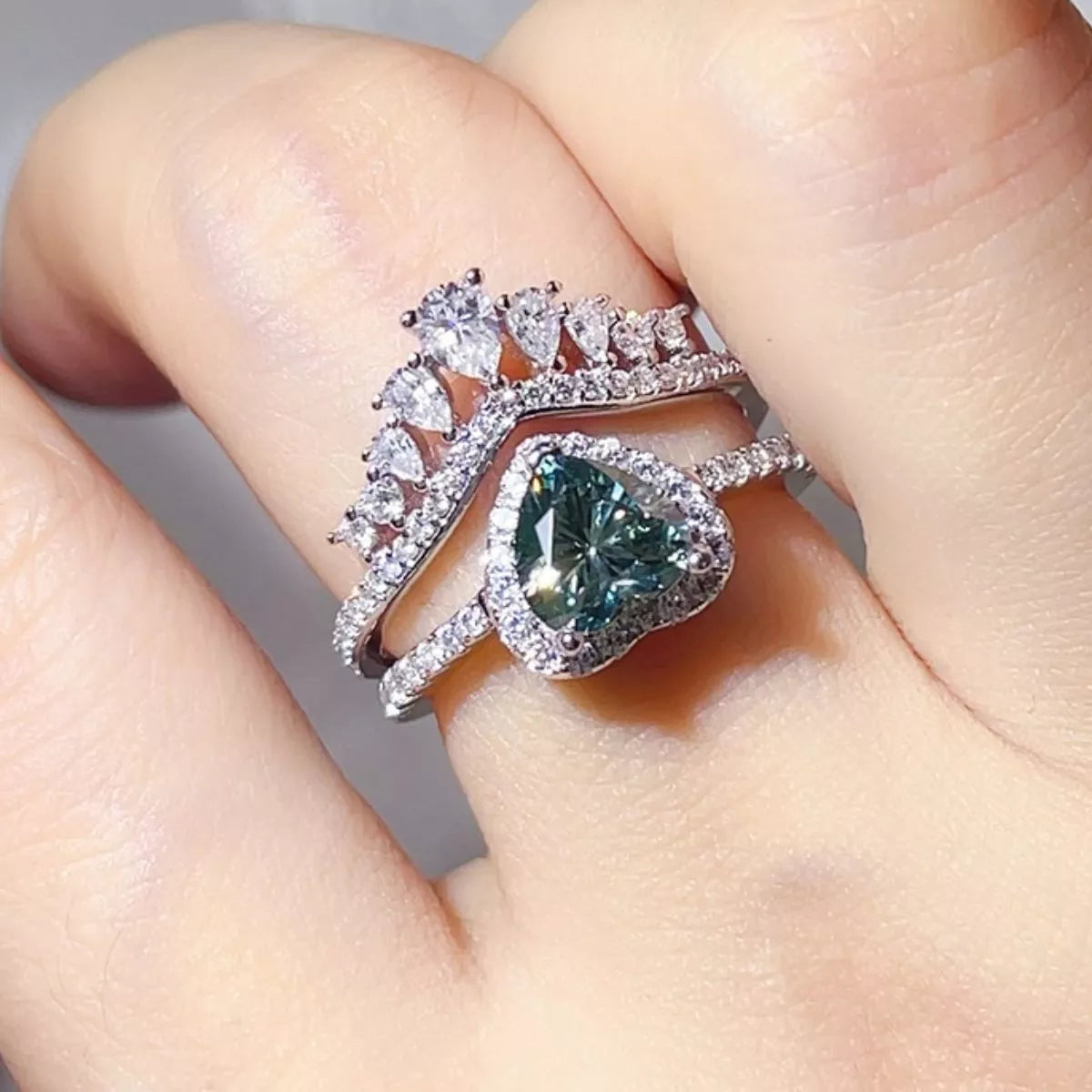 2 Carat Heart-Shaped Crown Ring Set