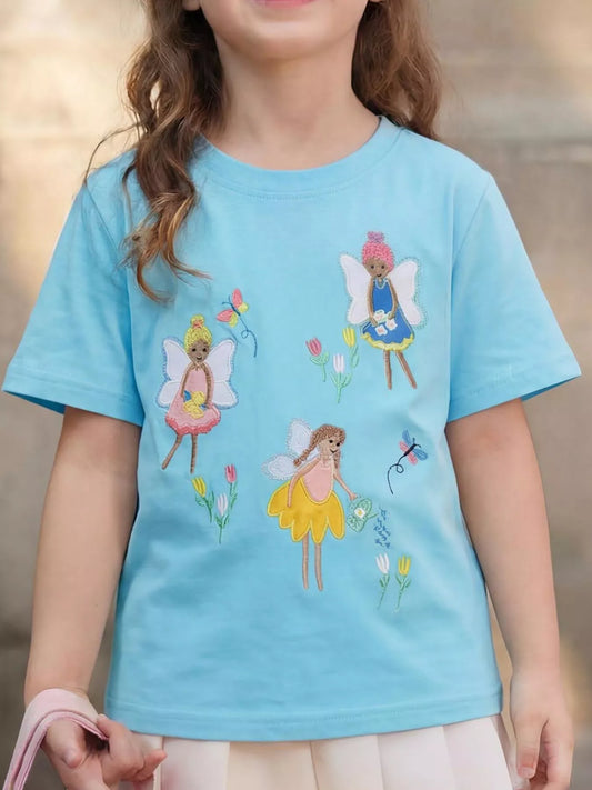 Children's Embroidered Round Neck T-Shirt