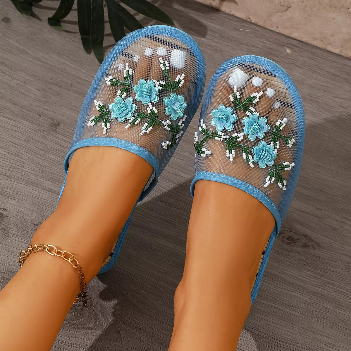 Floral Round Toe Sandals