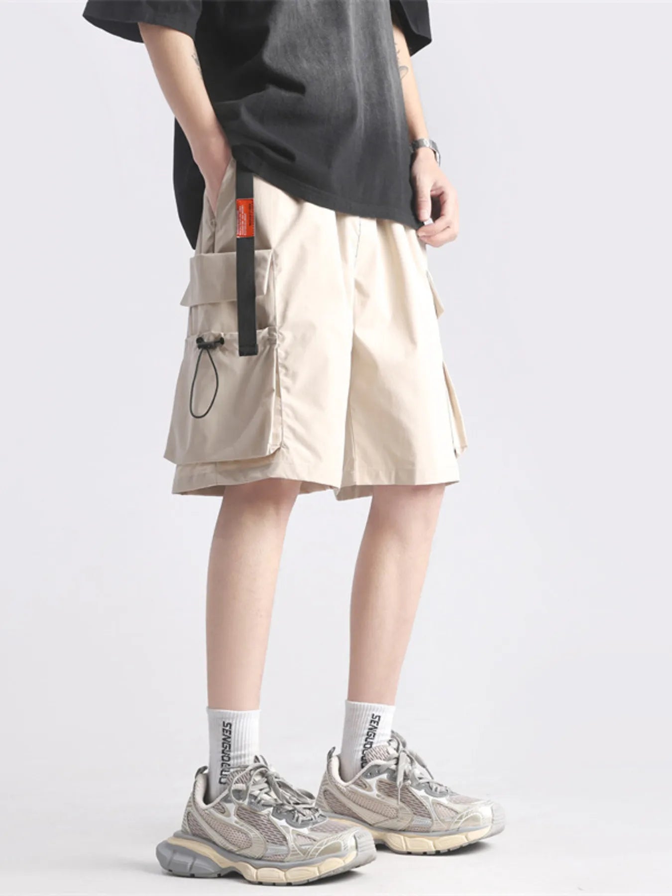Men 's Full Size Multi-Pocket Relaxed Fit Cargo Shorts Plus Size
