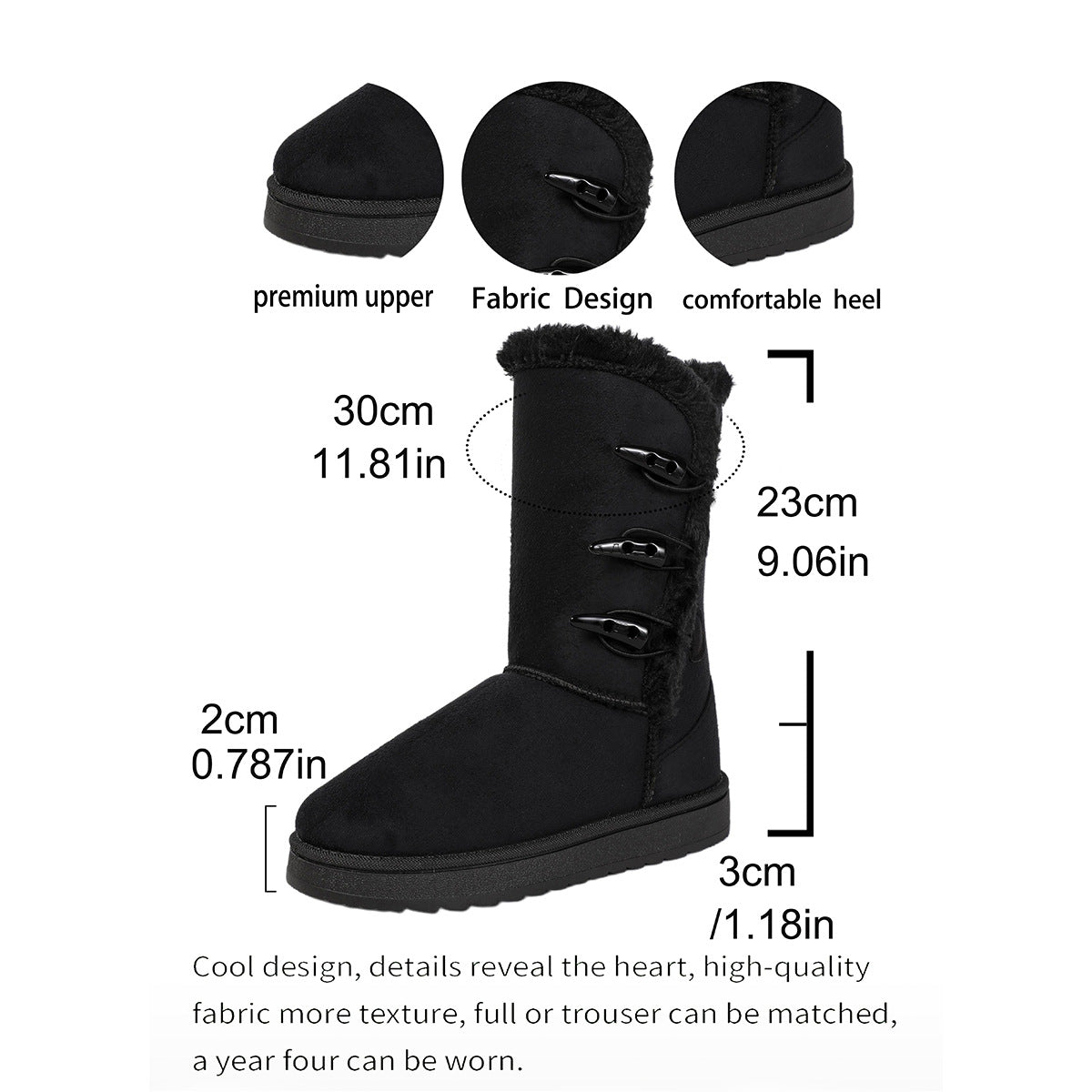 Women's Plush-Trim Round-Toe Flat Tall Winter Boots