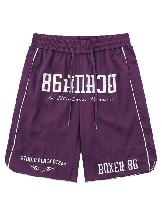 Men's Drawstring Letter Graphic Basketball Shorts