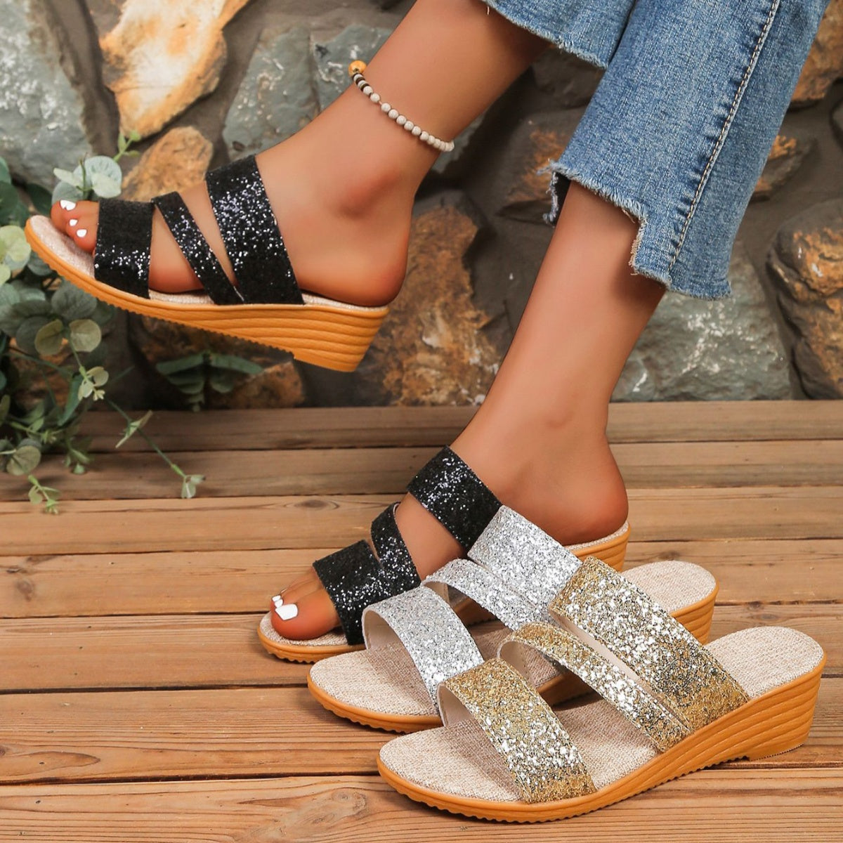 Round Toe Wedge Sandals