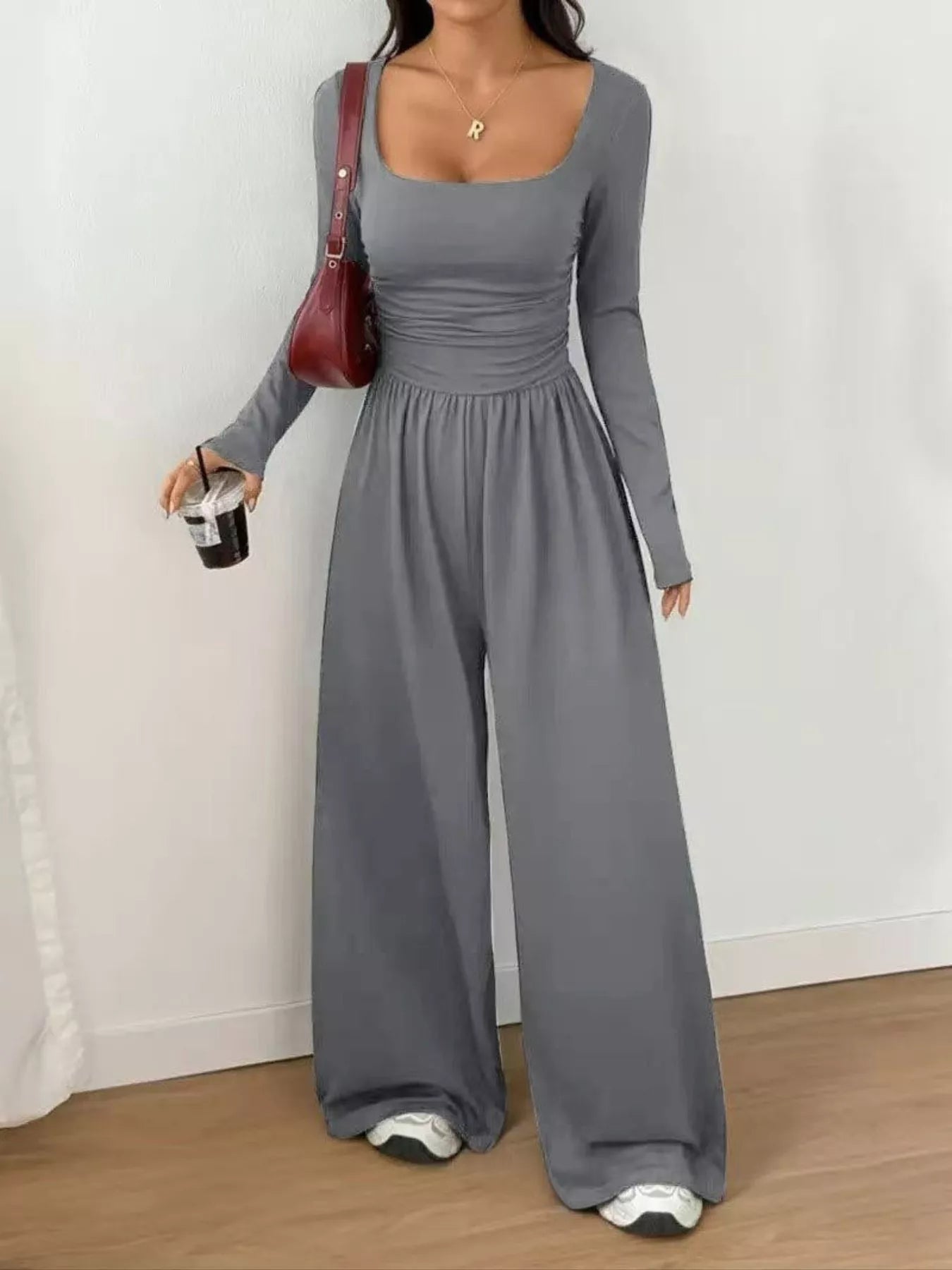 Scoop Neck Wide Leg Jumpsuit