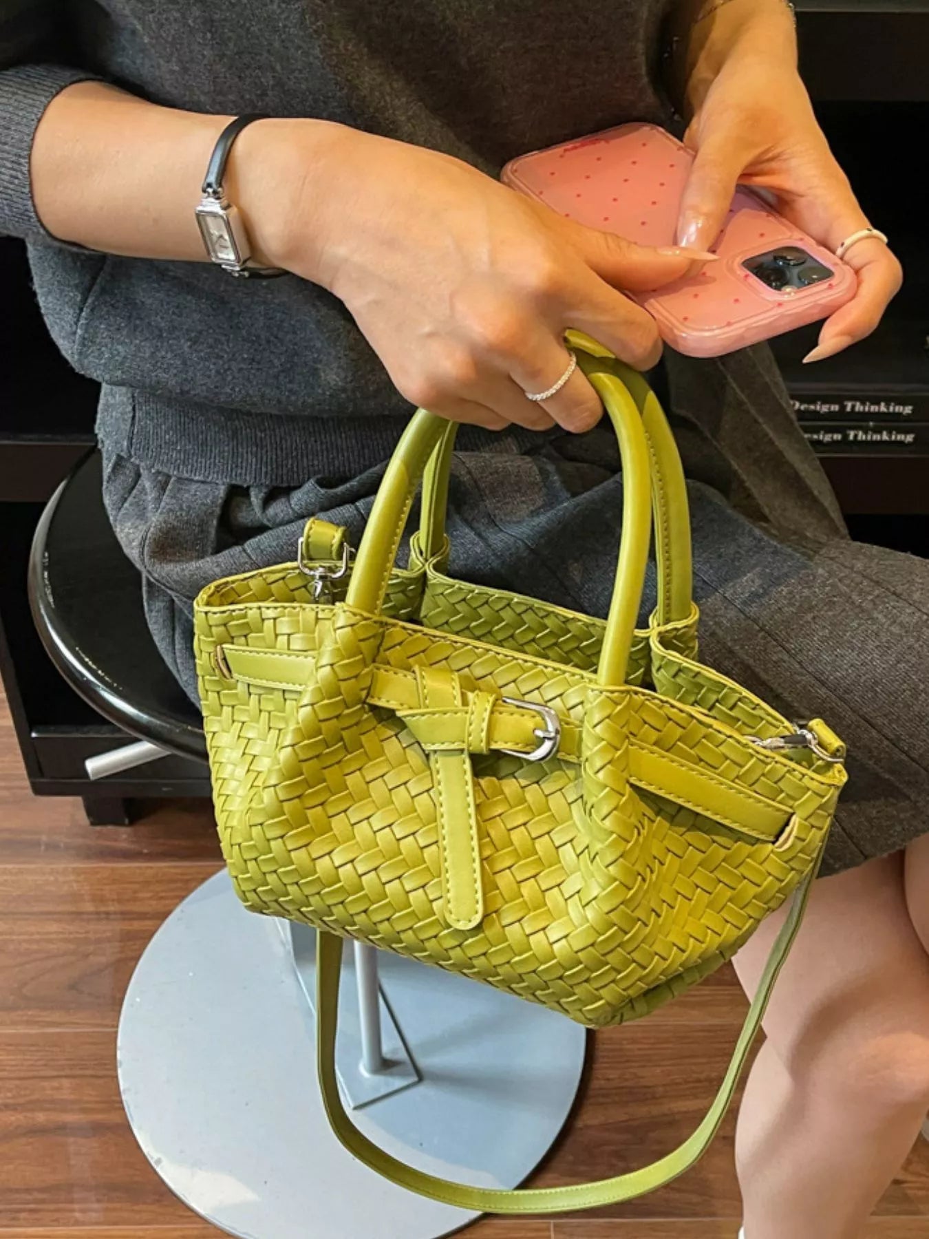 Woven Leather Crossbody Bag