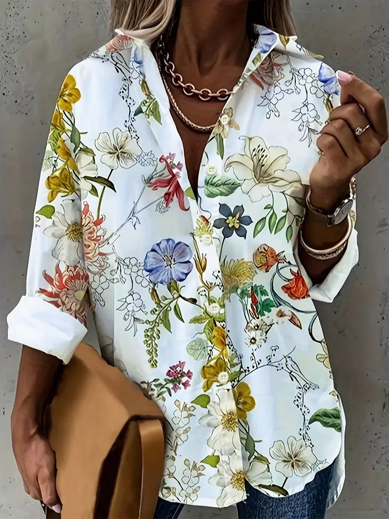 Floral Print Button-Down Shirt