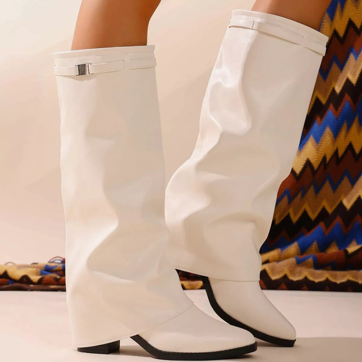 Point Toe Block Heels Boots
