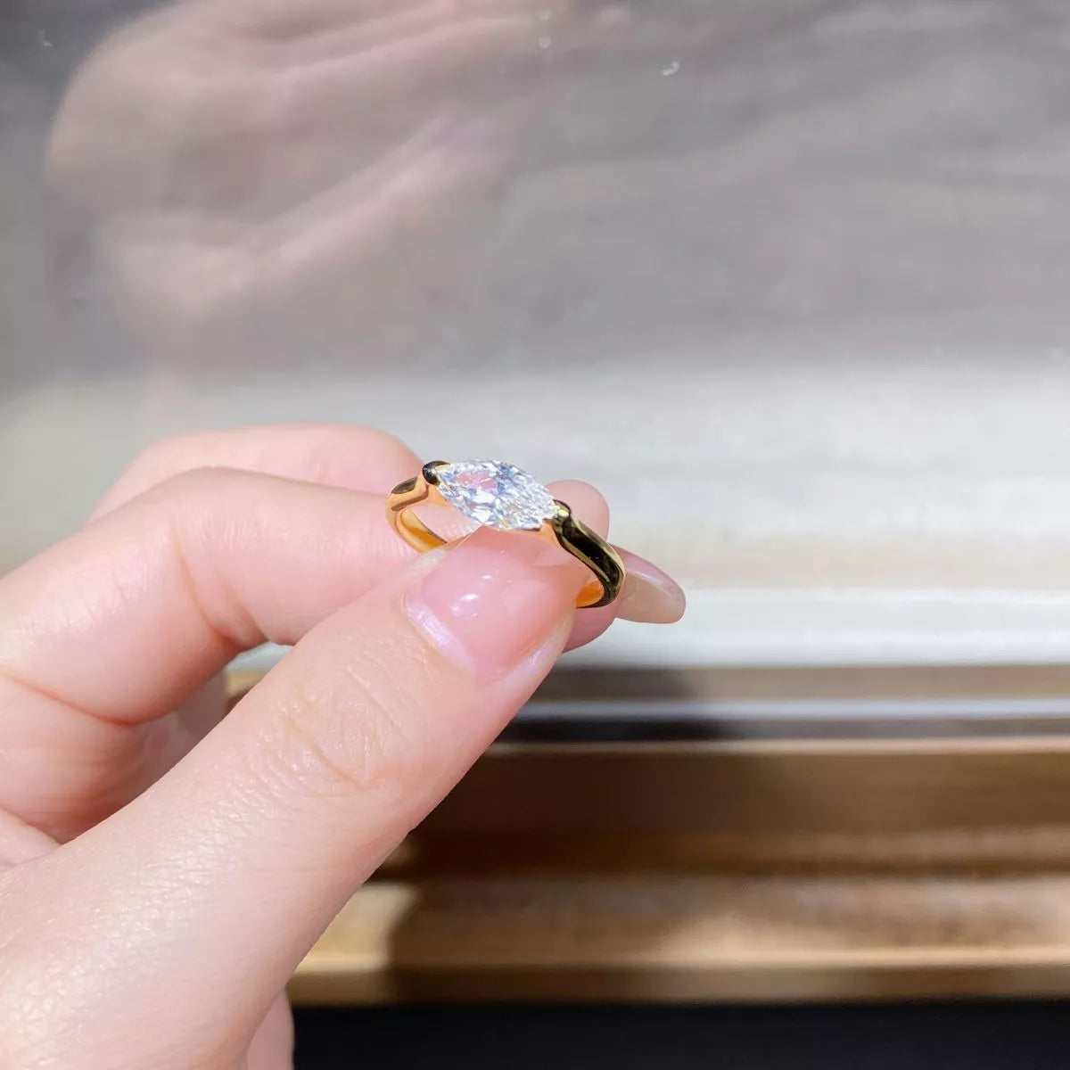 925 Sterling Silver Marquise-Cut Ring