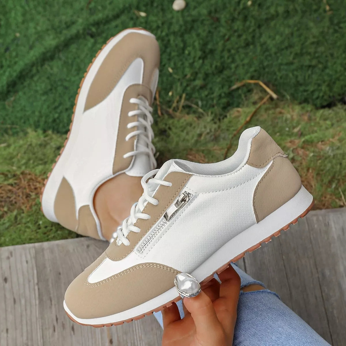Round Toe Lace Up Sneakers