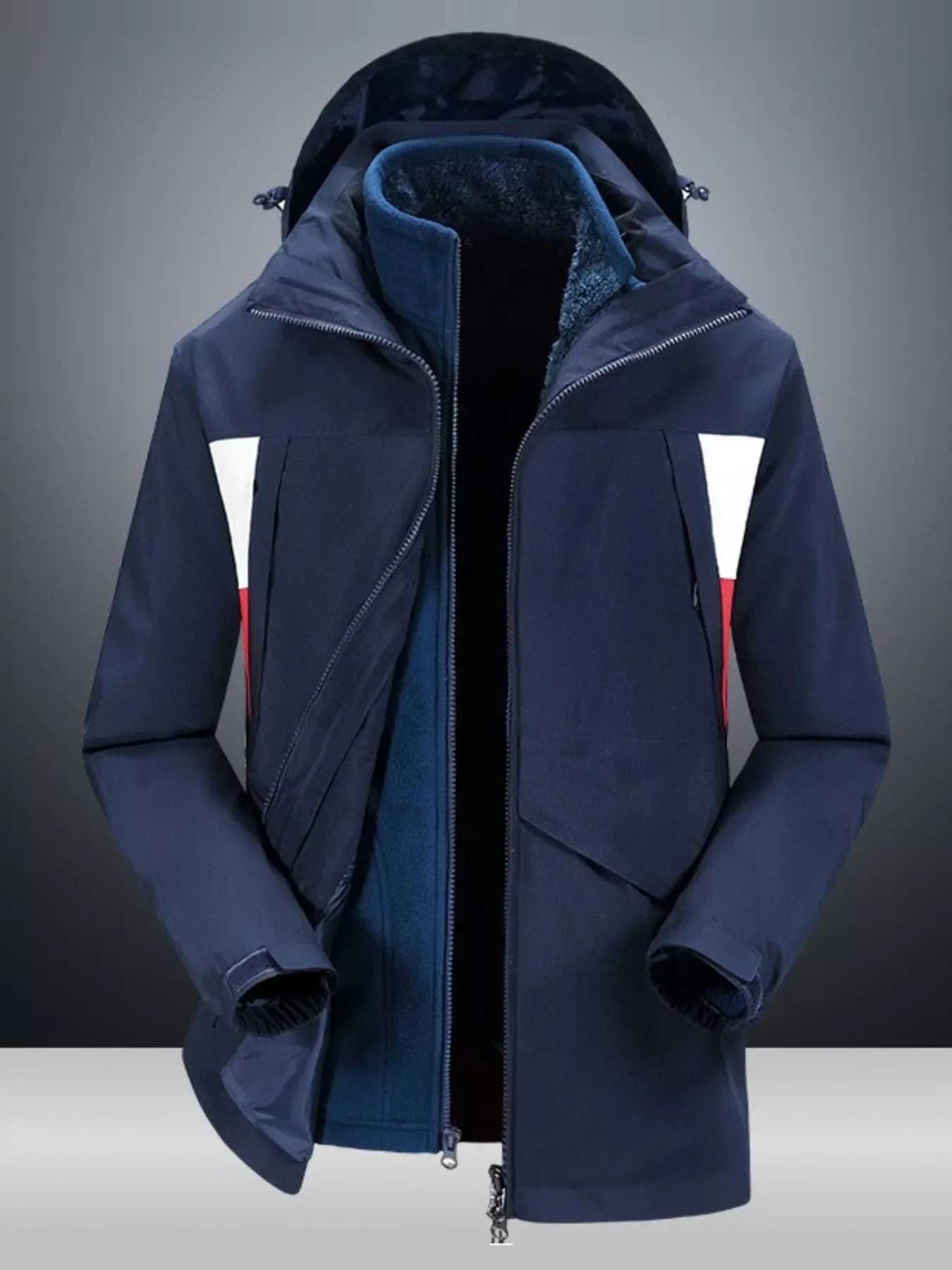 Men's Full Size Windproof Zip Up Hooded Jacket Plus Size