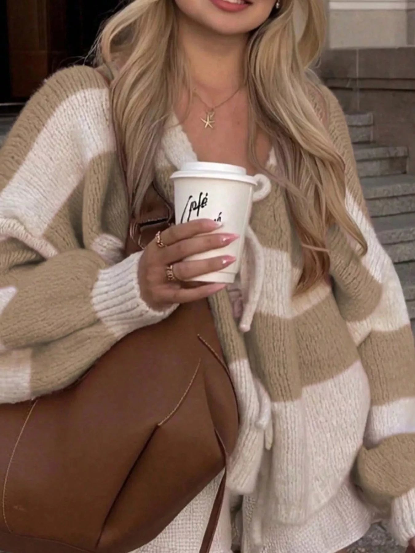Striped Tie-Front Cardigan