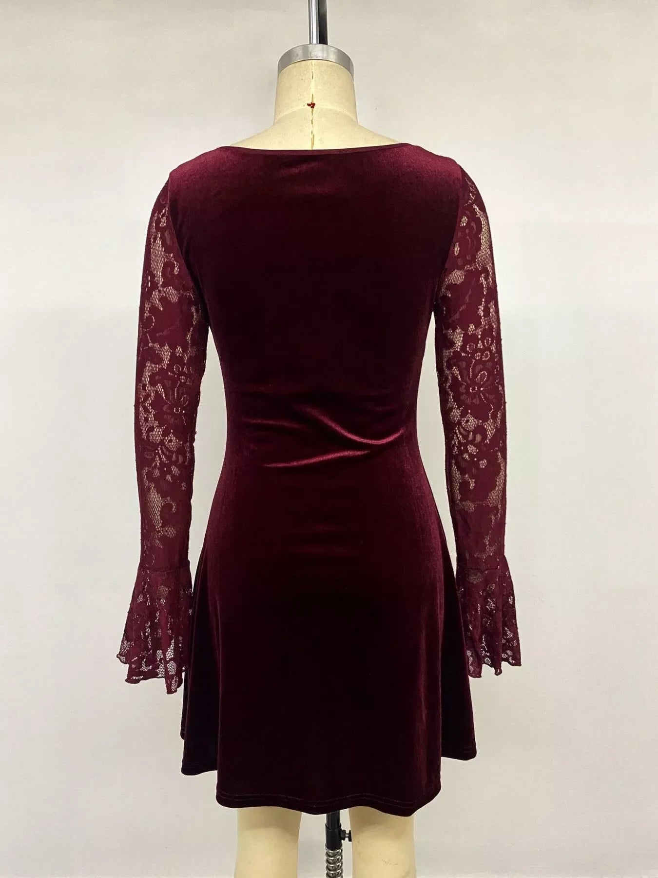 Lace Flare Sleeve Mini Dress