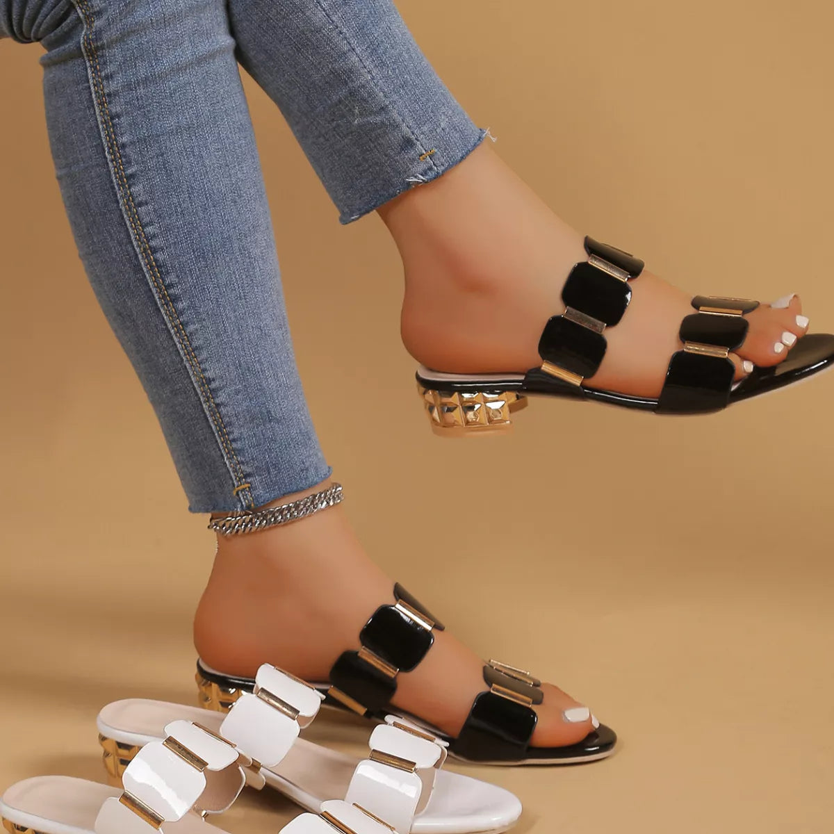 Open Toe Block Heels Sandals