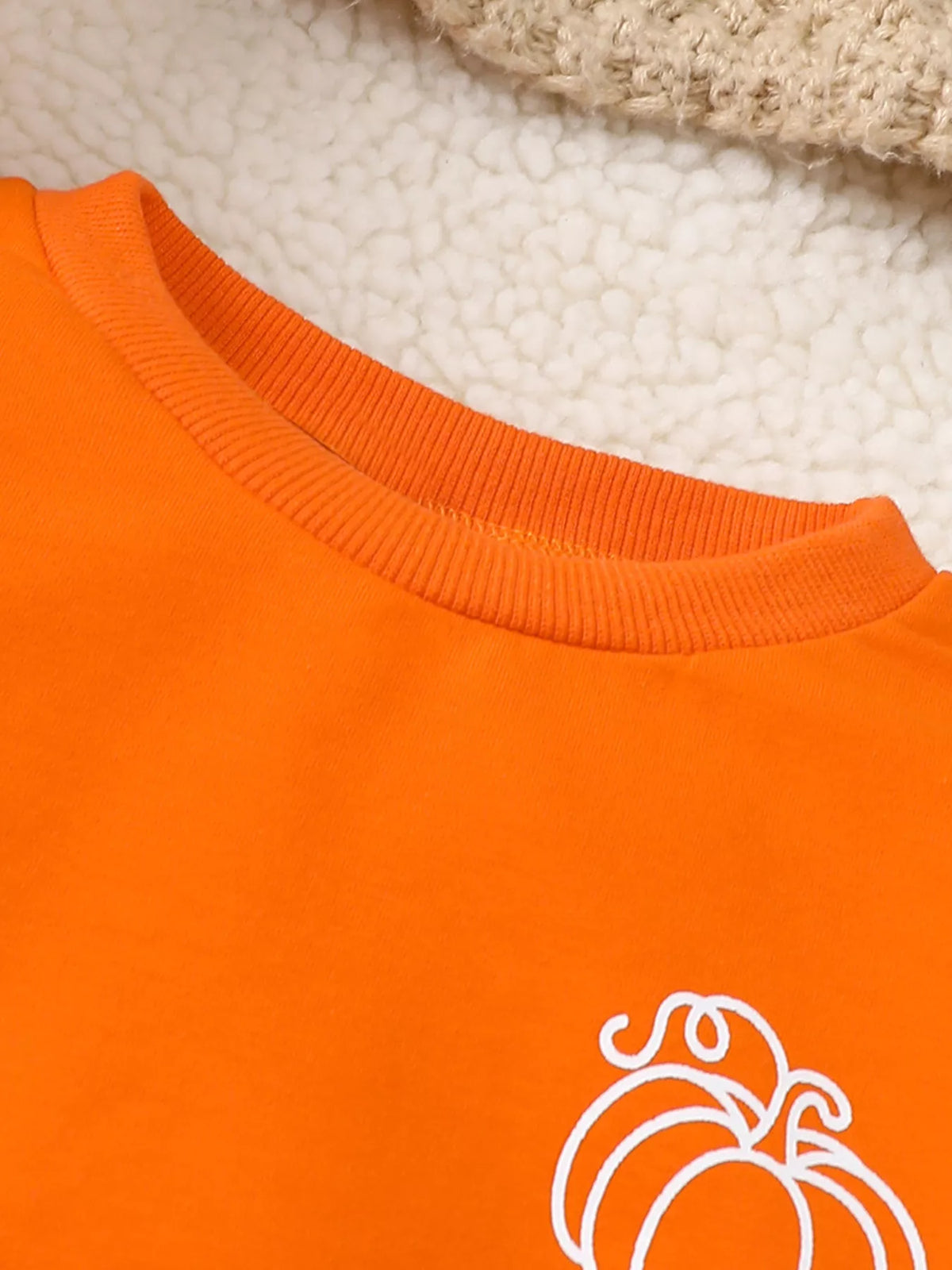 Children's Halloween Pumpkin Print Long Sleeve Sweatshirt and Pants Set