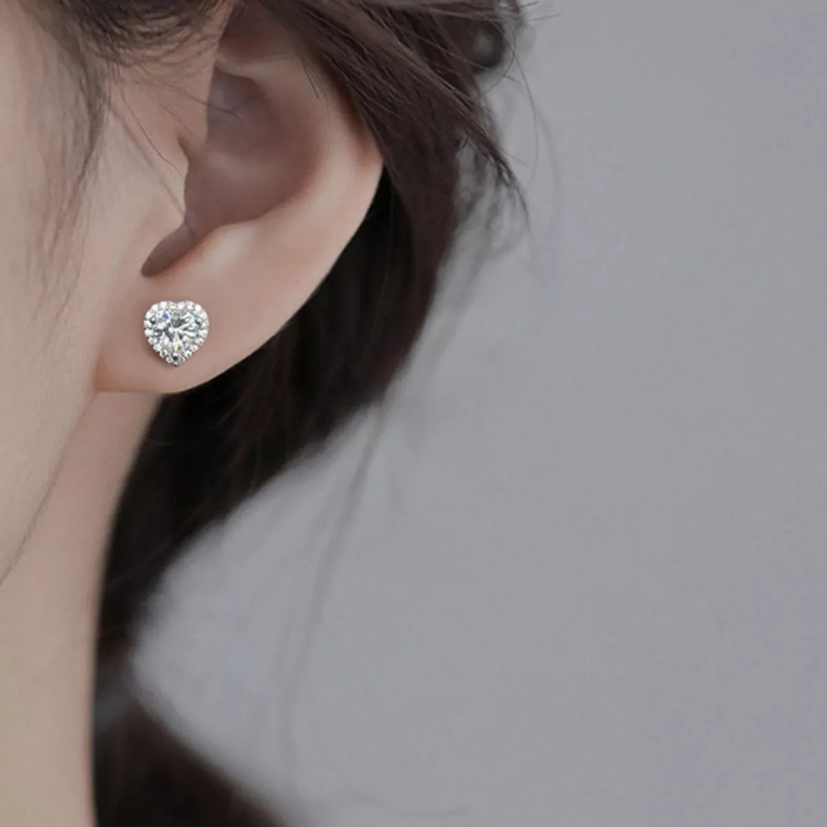 2 Carat 925 Sterling Silver Moissanite Heart Earrings