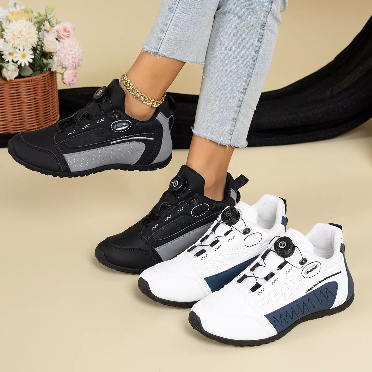 Round Toe Lace Up Sneakers