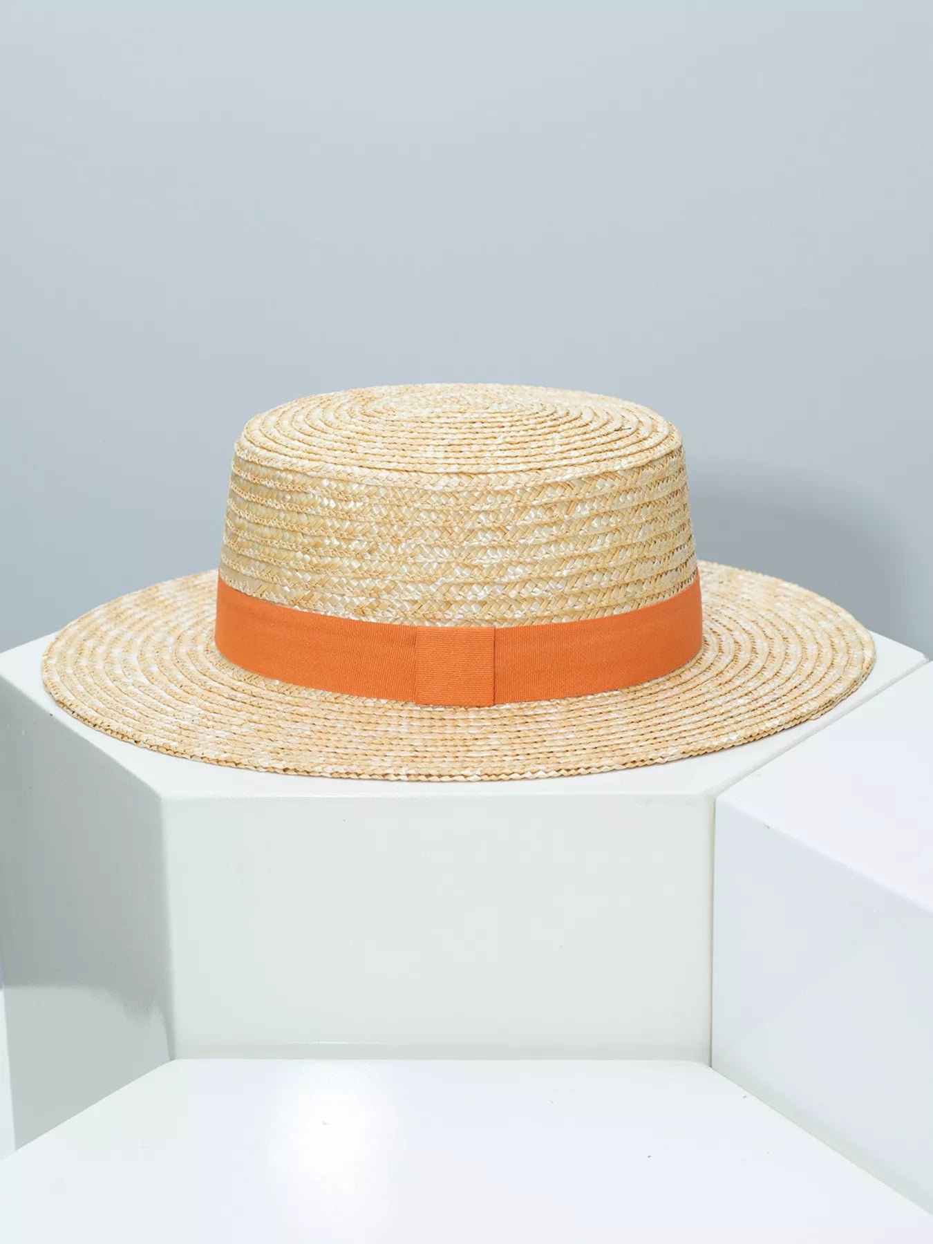Straw Boater Hat with Ribbon