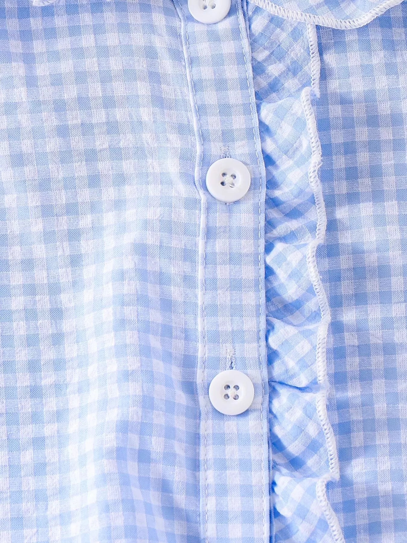 Children's Gingham Ruffle Collar Sleeveless Shirt
