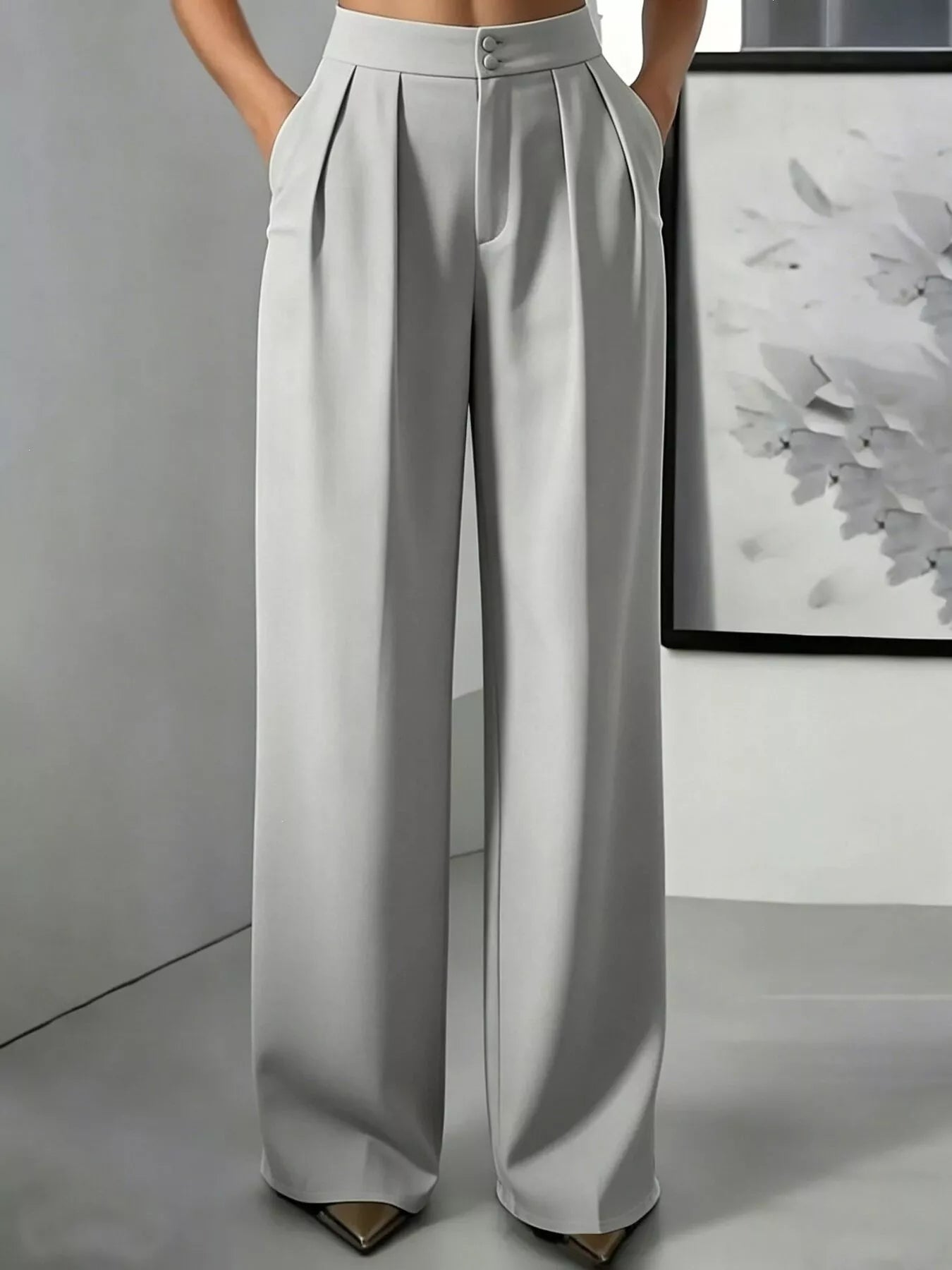 High-Waisted Pleated Wide-Leg Pants