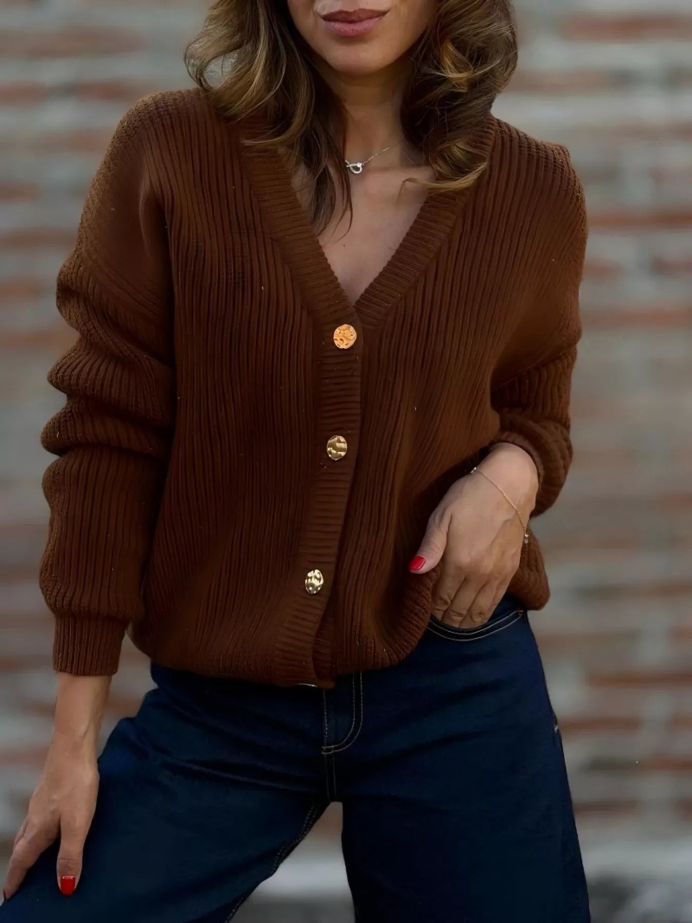 Full Size V-Neck Button-Up Cardigan Plus Size
