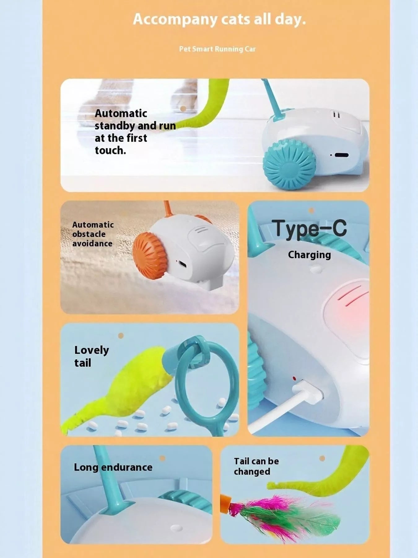 Interactive Self-Rotating Pet Teaser Toy