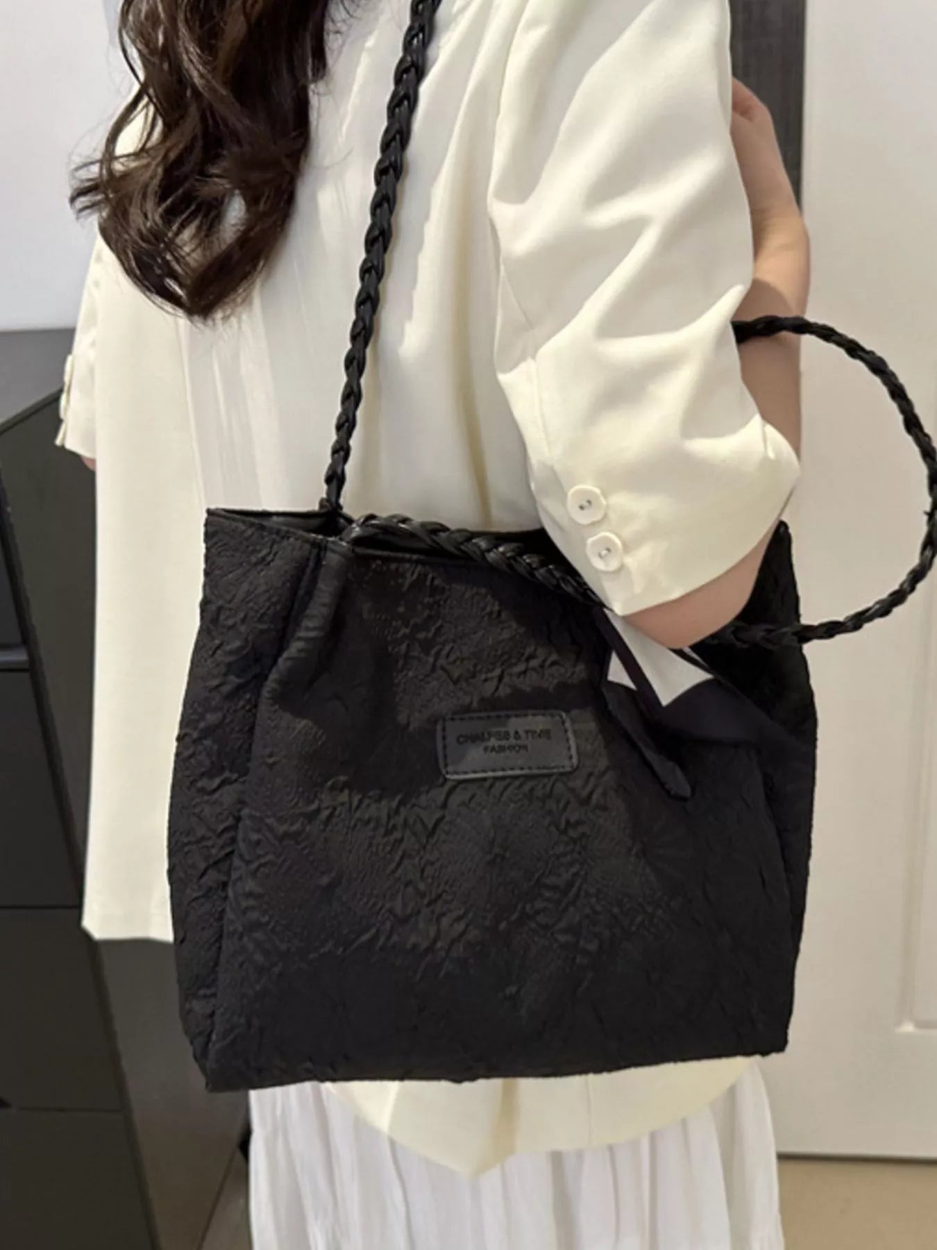 Braided Handle Tote Bag