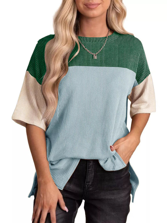 Color Block Half Sleeve Top