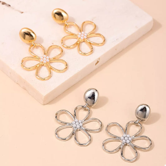Alloy Flower Drop Earrings