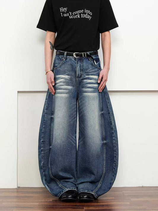 Men's Full Size Washed Wide Leg Jeans Plus Size
